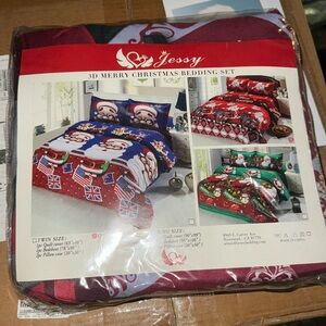 New Jessy Queen size 3D merry Christmas bedding set  red addition